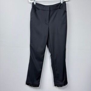 Chico's Ankle Pants Black Sequin Trim Size‎ S Career Party Cropped Preppy Glam